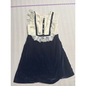 Janie and Jack Girls Navy Velvet Lace Dress Size 10 Holiday Party Dress